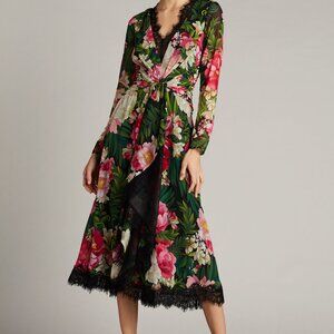 Tadashi Shoji Floral Twist Long Sleeve Midi Dress.  - Size 14